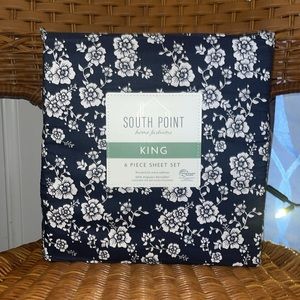 SOUTH POINT Home Fashions King 6-Piece Microfiber Sheet Set, Jasmine Floral